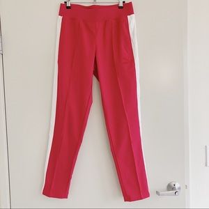 Red Track Pants with White Stripe